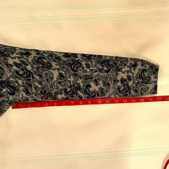 Talbots Sweater Long Sleeve Paisley Brushed Cotton Knit Sweater Petite Large EUC - Picture 10 of 11